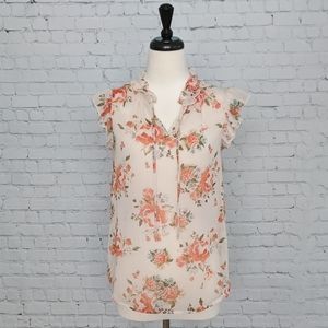 Mossimo Sheer Crinkle Chiffon Blouse With Ties S